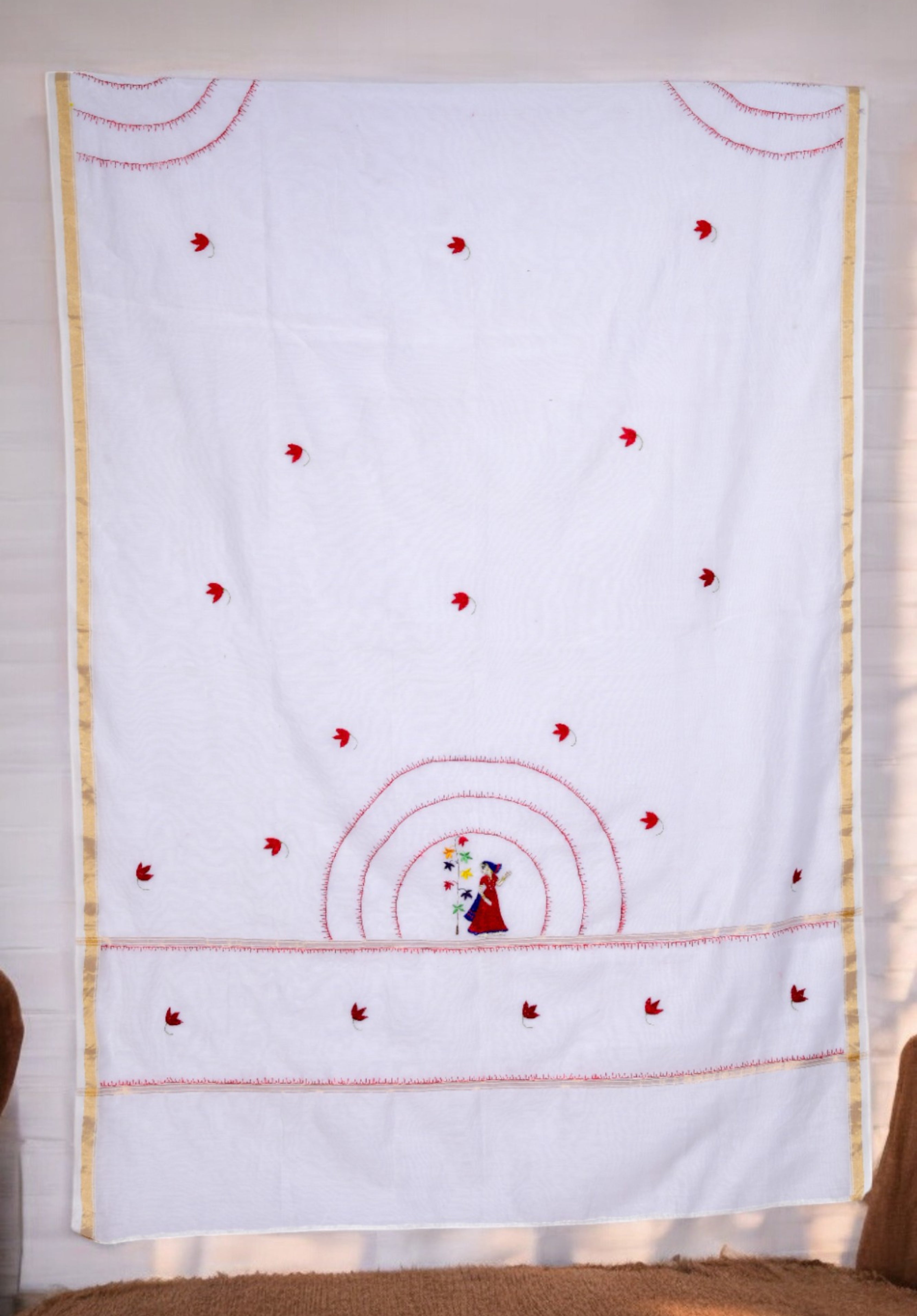 Embroidered in Chamba Rumal Dupatta in Mulberry Silk