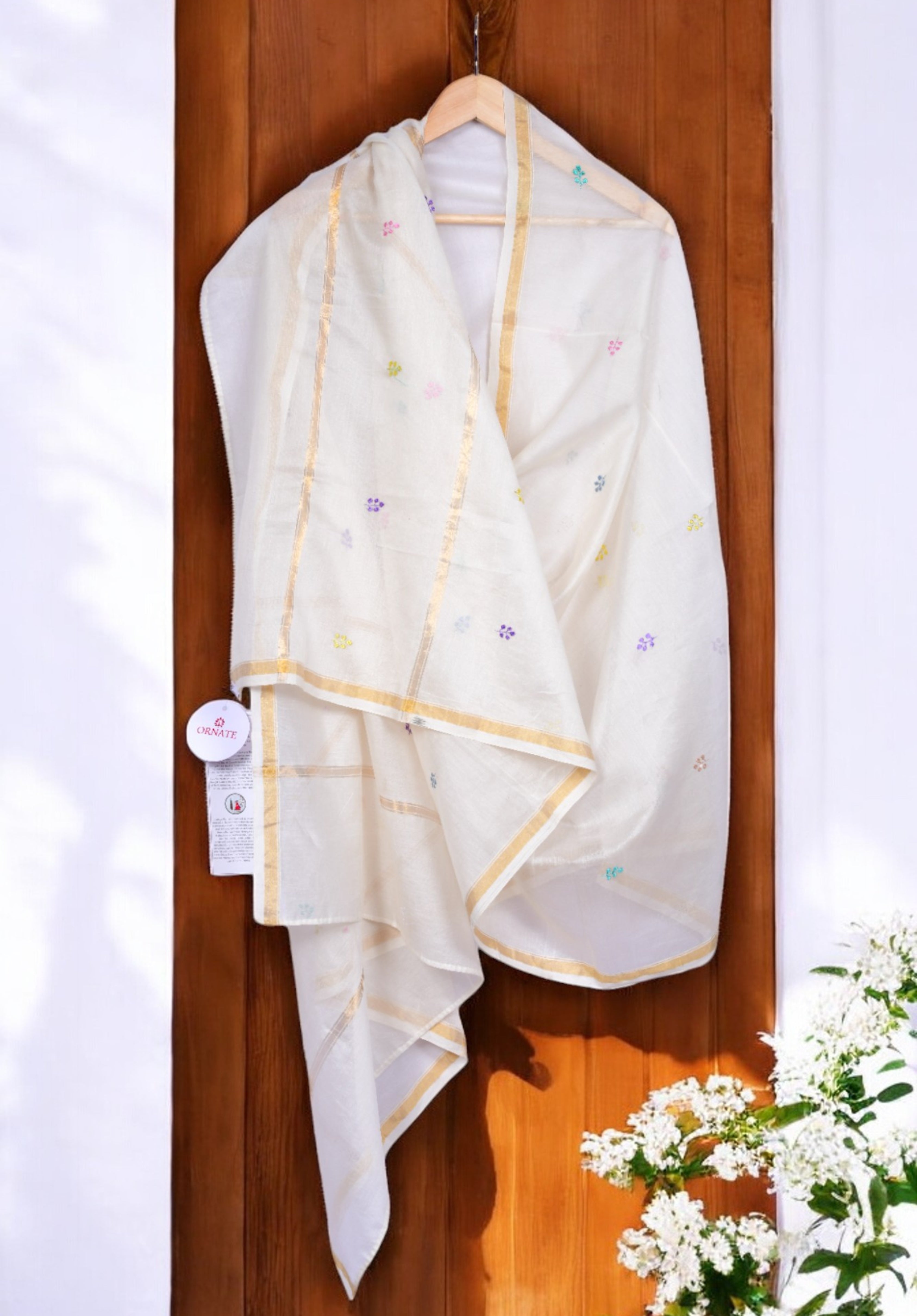 Embroidered in Chamba Rumal Dupatta in Mulberry Silk