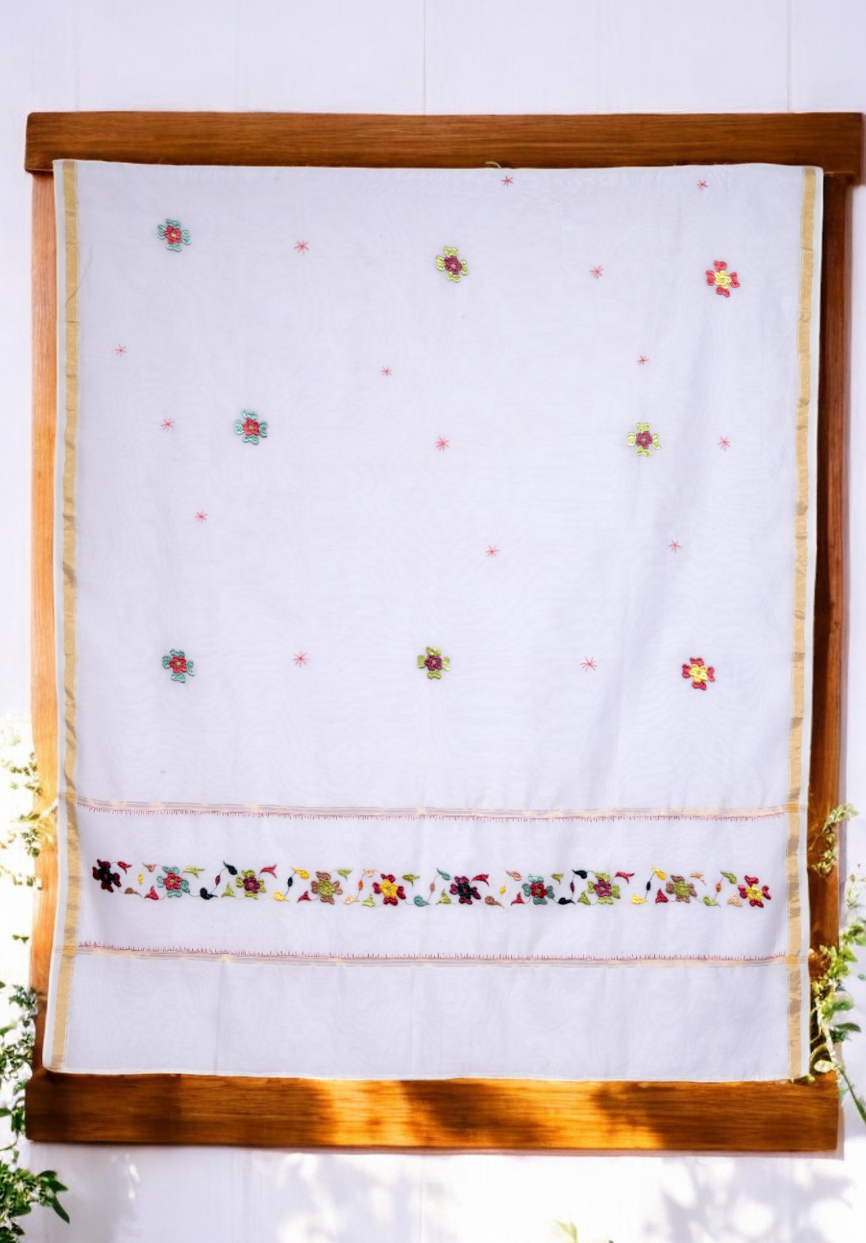 Embroidered in Chamba Rumal Dupatta in Mulberry Silk