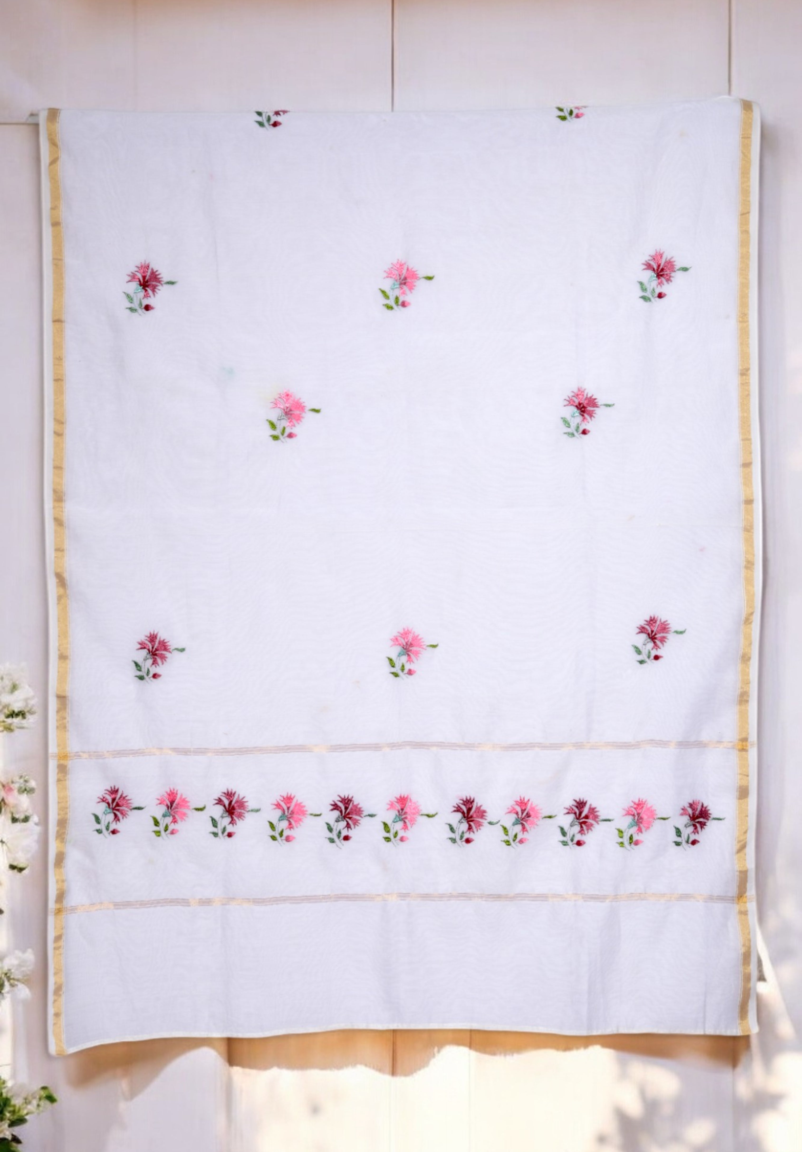 Embroidered in Chamba Rumal Dupatta in Mulberry Silk