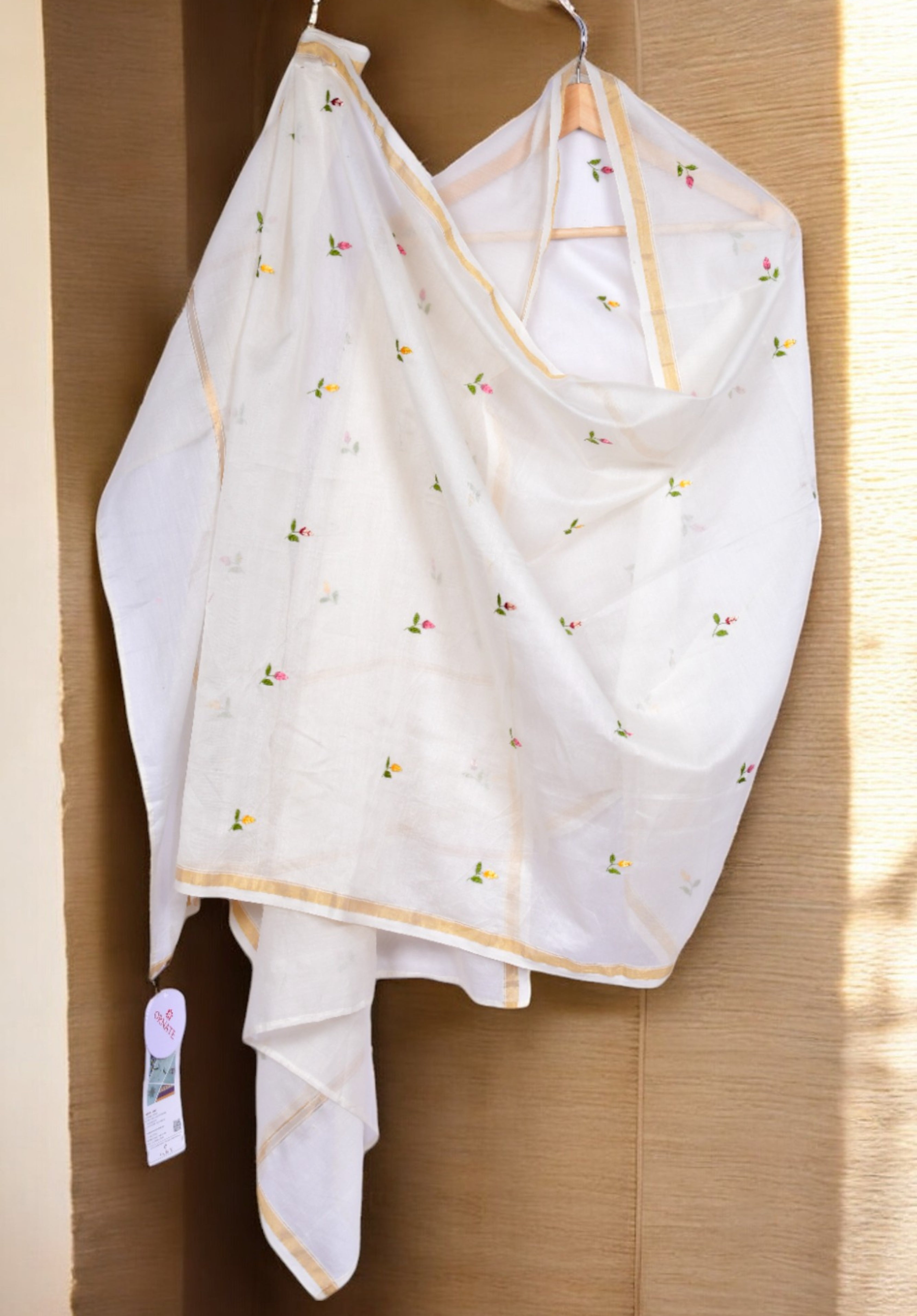 Embroidered in Chamba Rumal Dupatta in Mulberry Silk