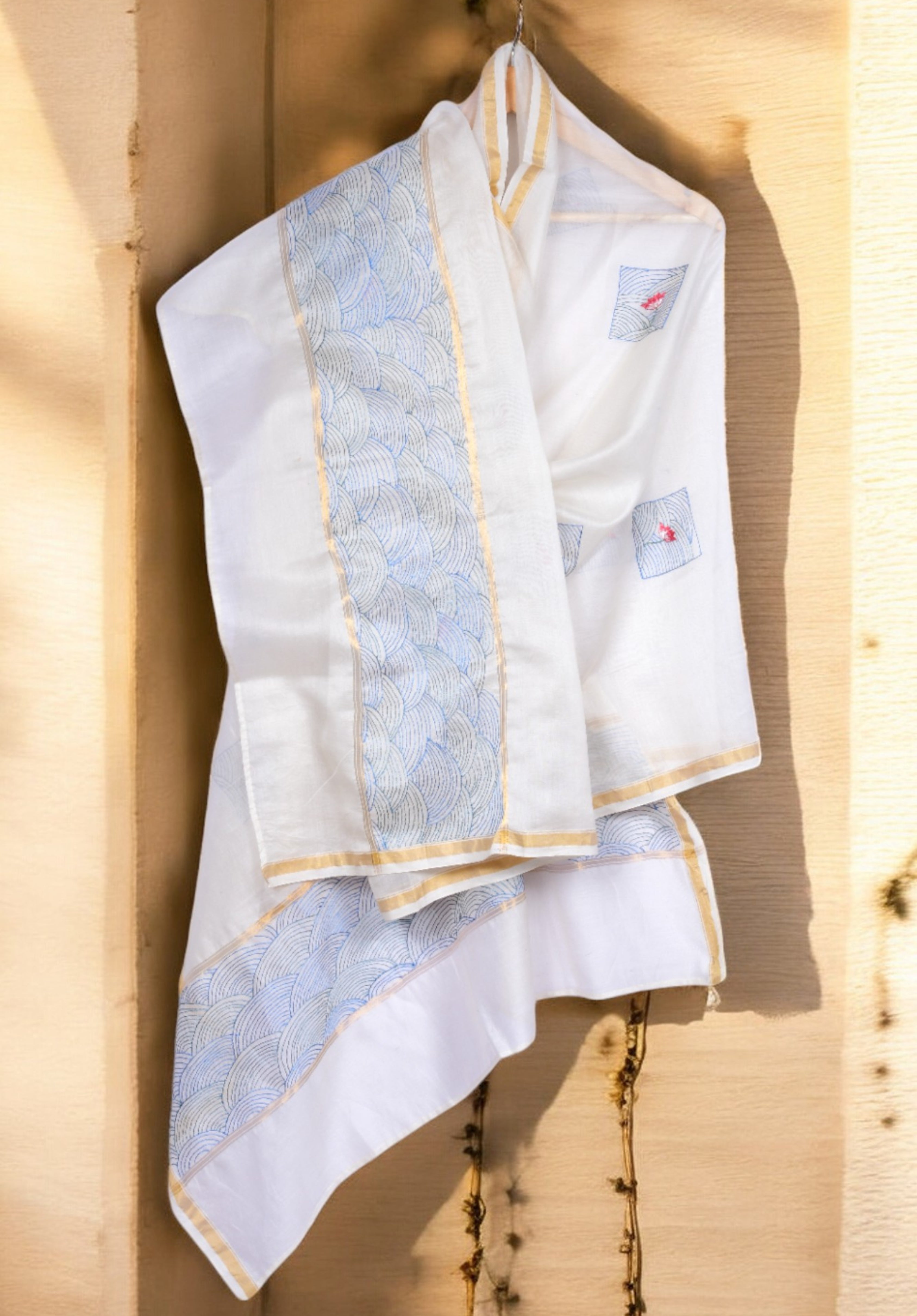 Embroidered in Chamba Rumal Dupatta in Mulberry Silk