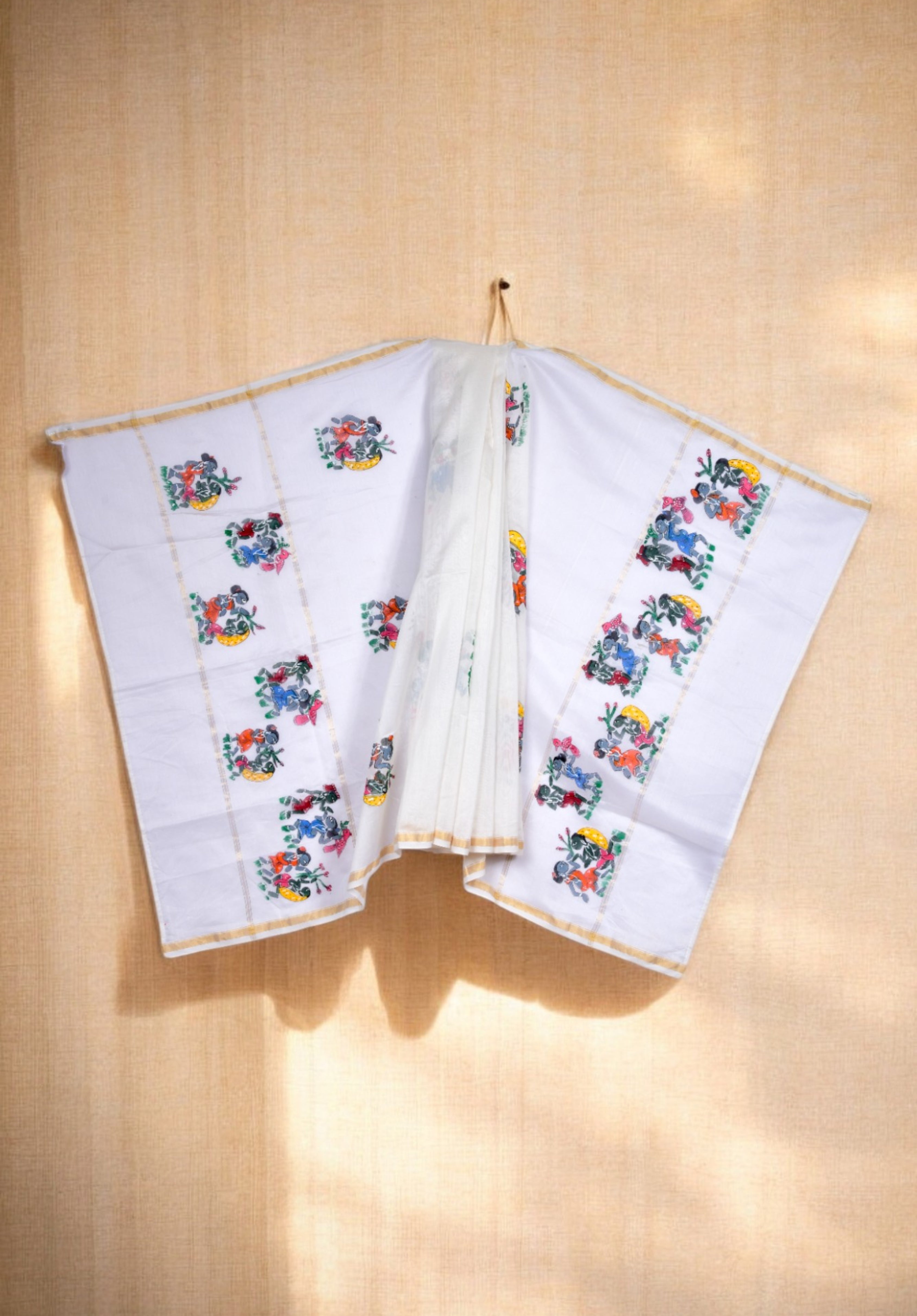 Pattachitra Painting Dupatta in Mulberry Silk