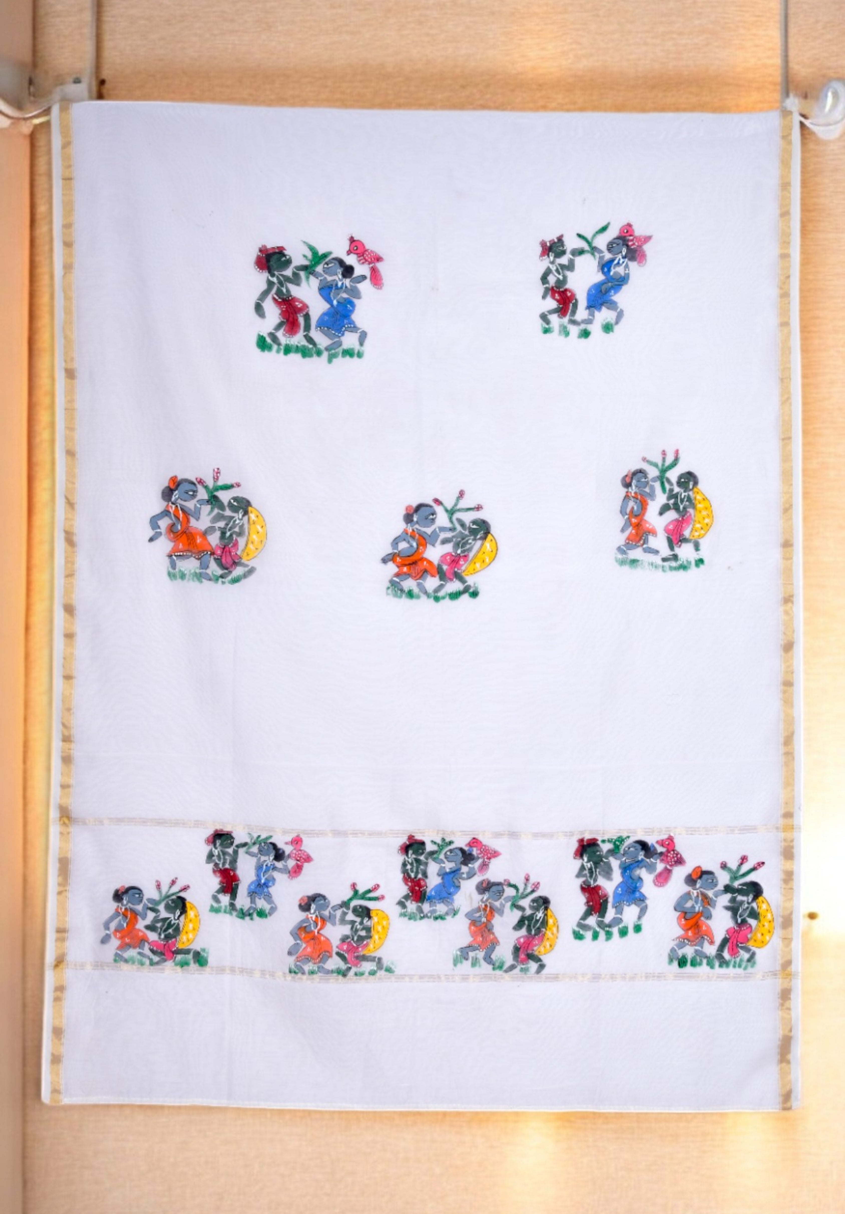 Pattachitra Painting Dupatta in Mulberry Silk