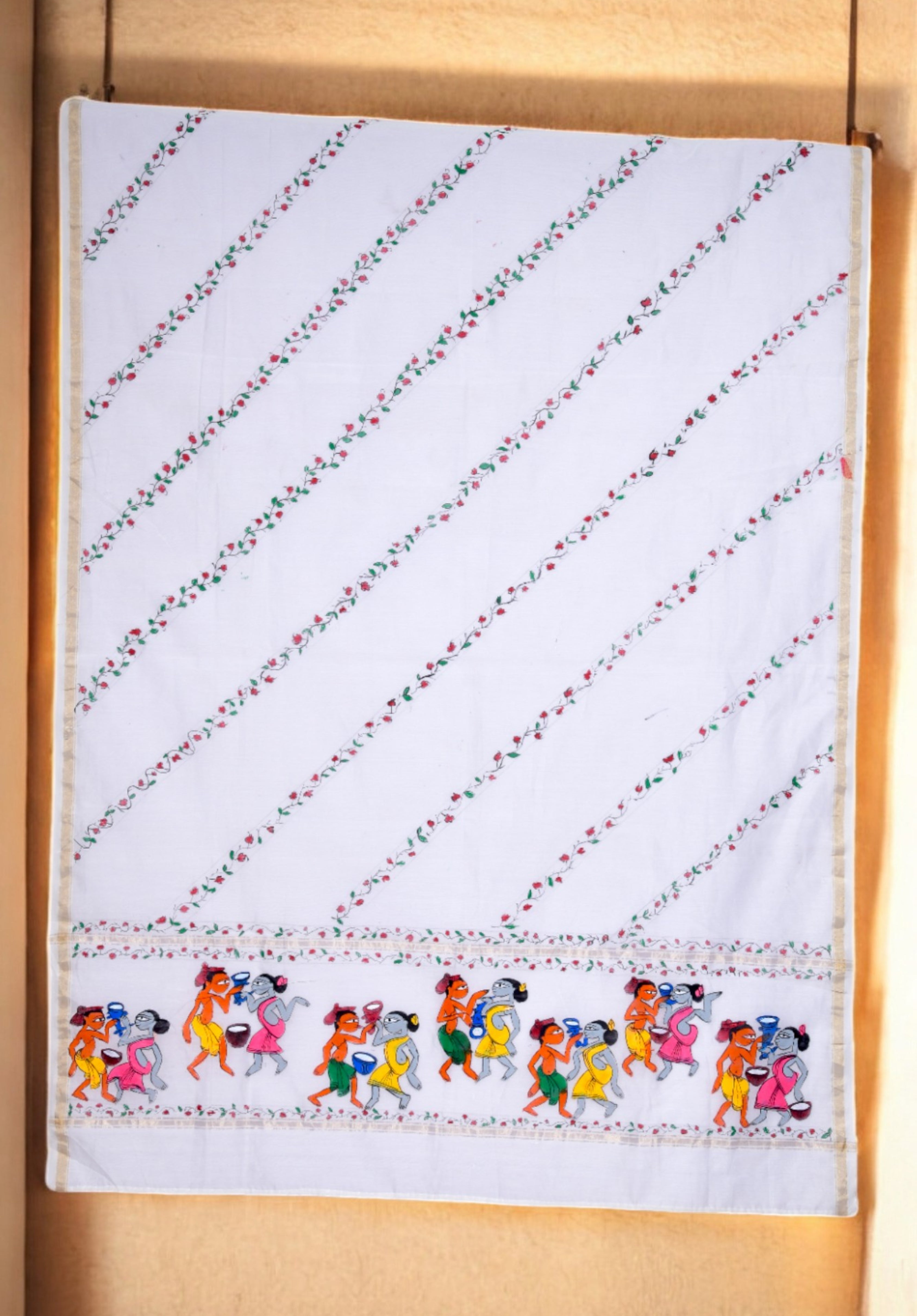 Pattachitra Painting Dupatta in Mulberry Silk