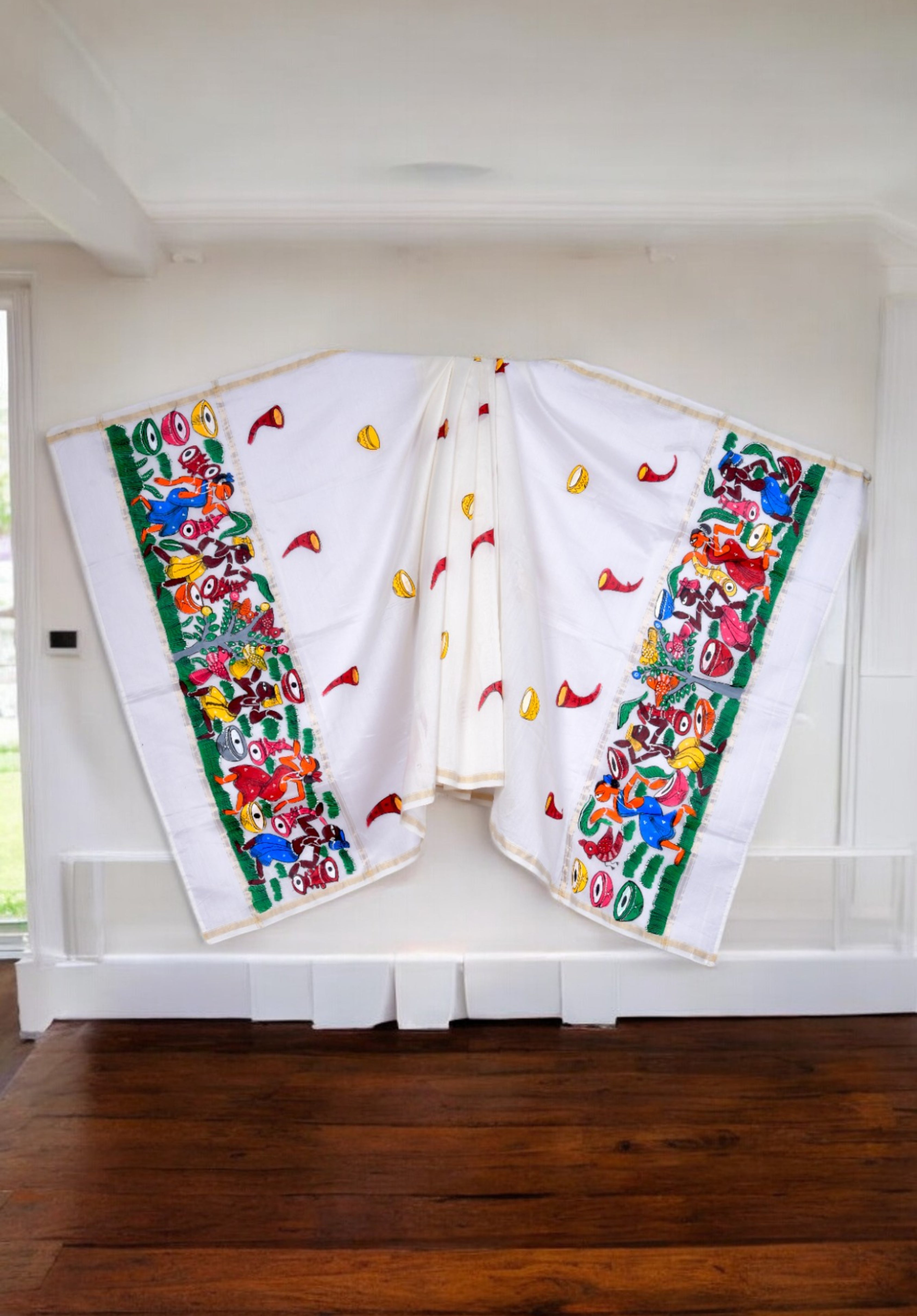 Pattachitra Painting Dupatta in Mulberry Silk