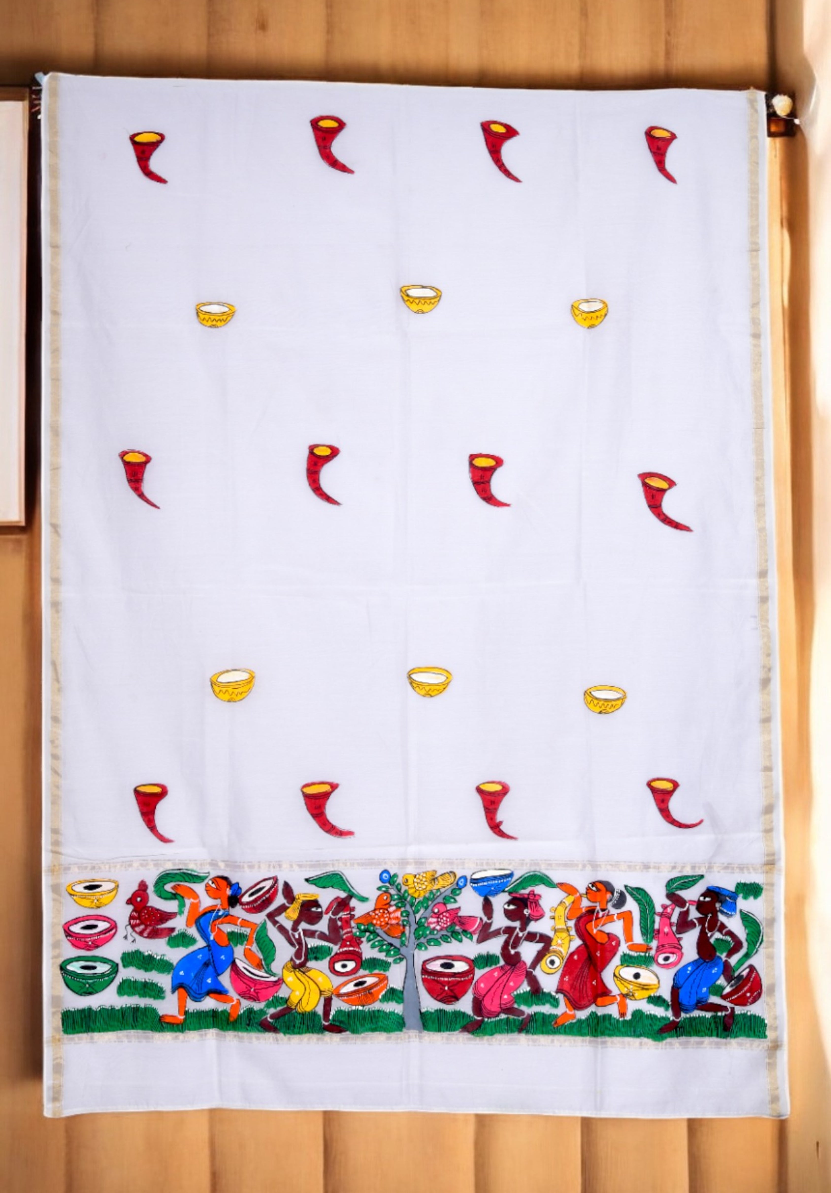 Pattachitra Painting Dupatta in Mulberry Silk