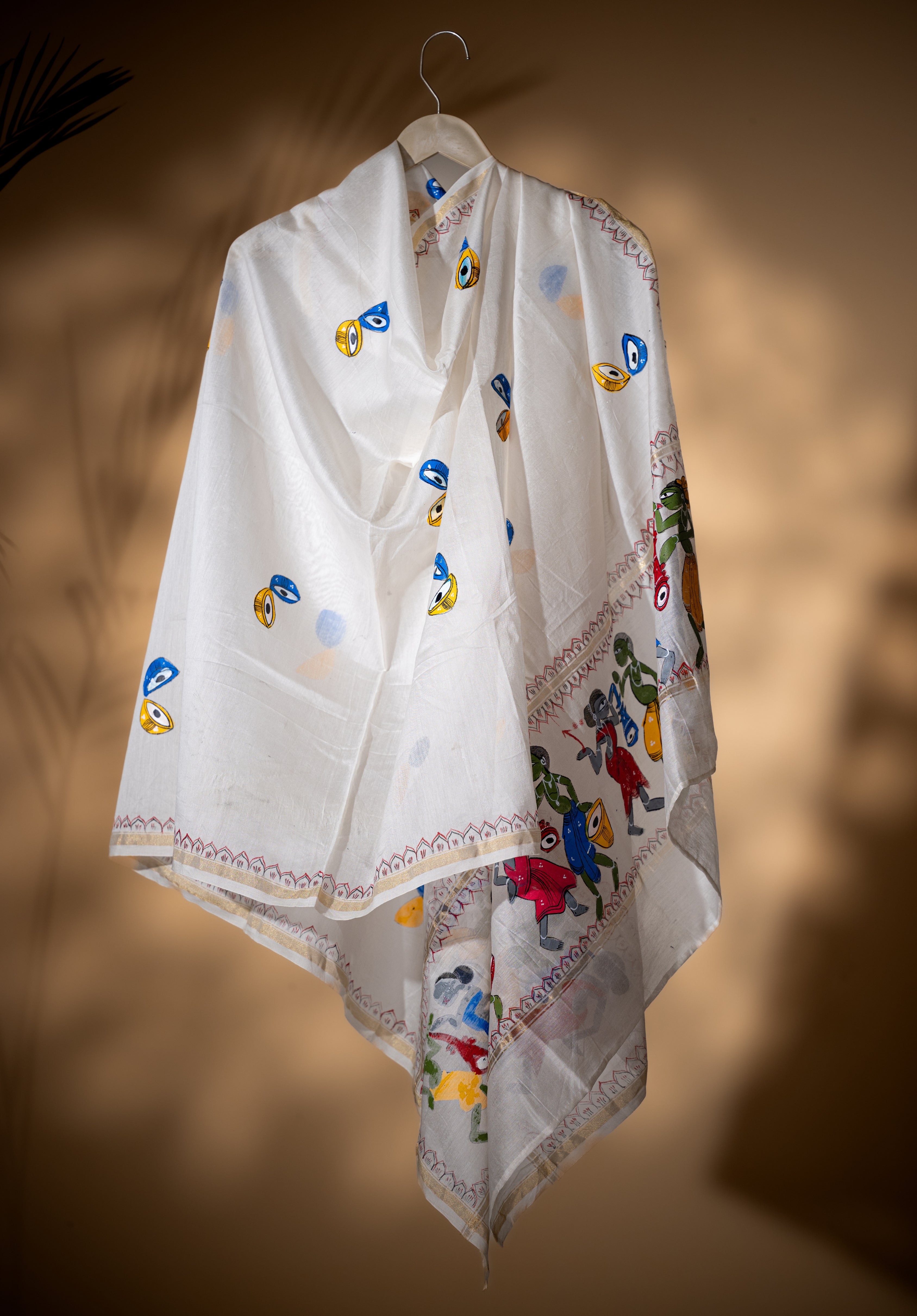 Pattachitra Painting Dupatta in Mulberry Silk