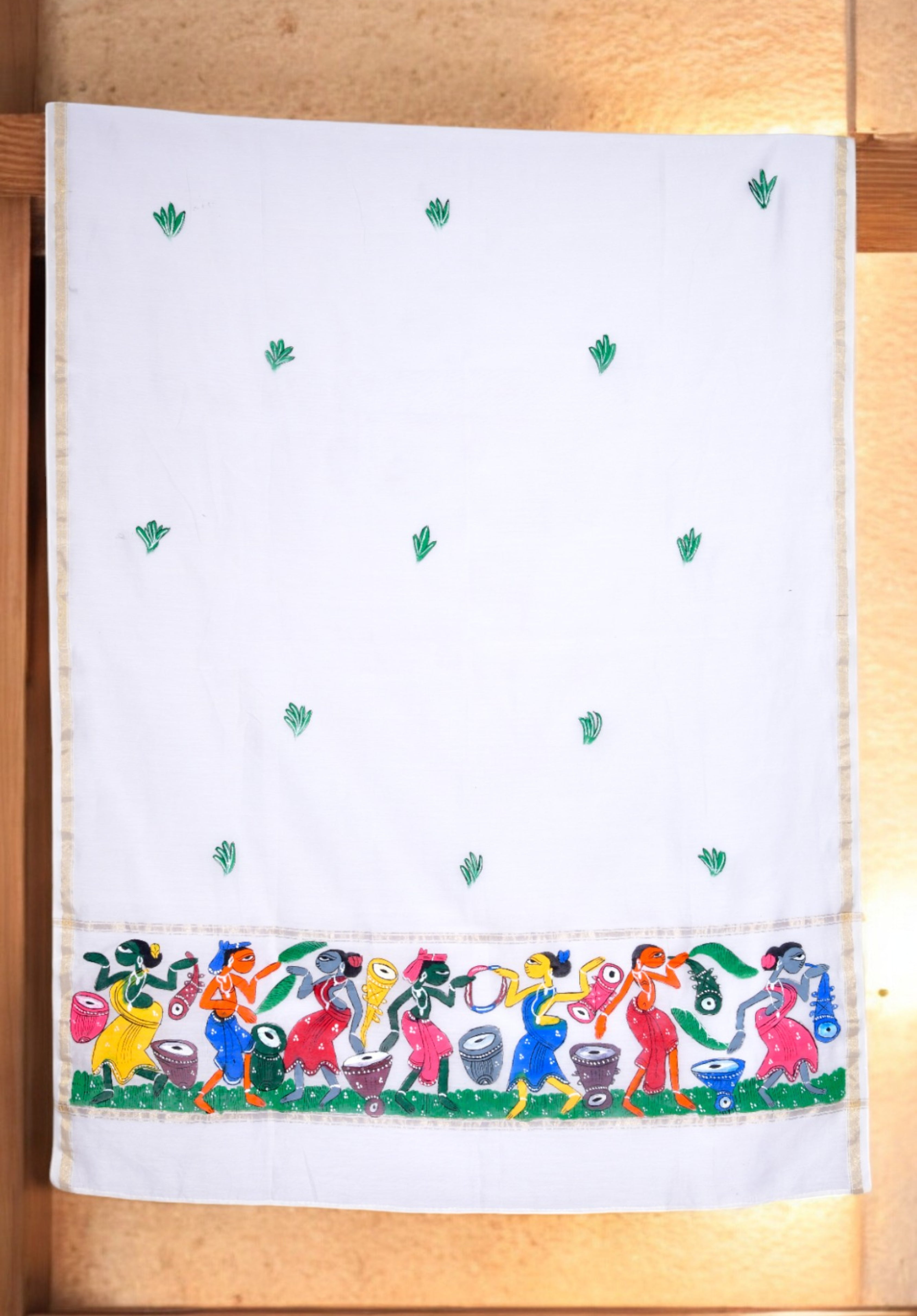Pattachitra Painting Dupatta in Mulberry Silk