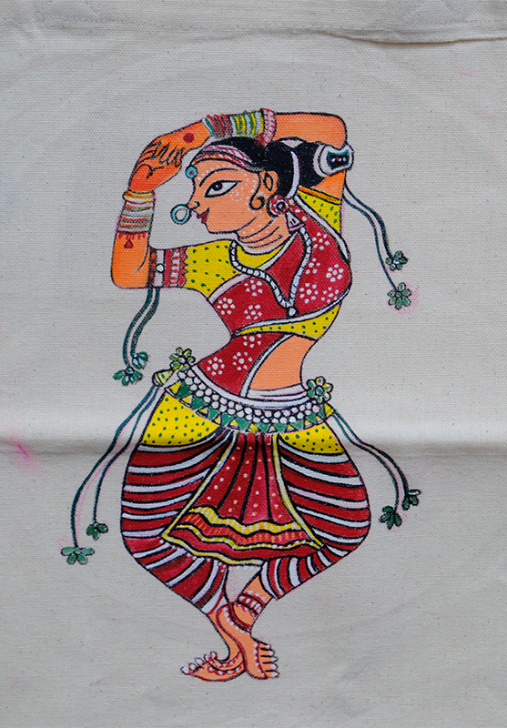 Elegant handcrafted tote bag featuring Pattachitra art design