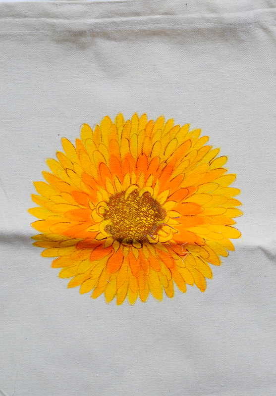 Artist-crafted free hand painted tote bag