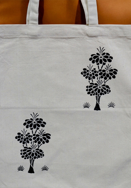 Sanjhi tote bag showcasing traditional Indian craftsmanship