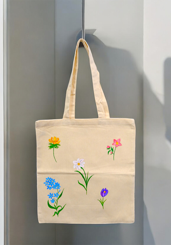 Hand-painted canvas tote bag