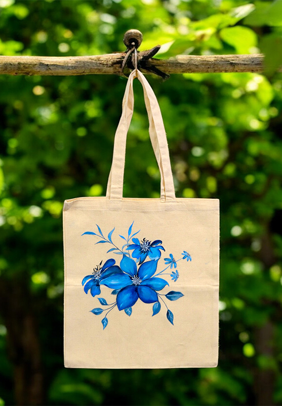 Hand-painted eco tote bag with artistic design