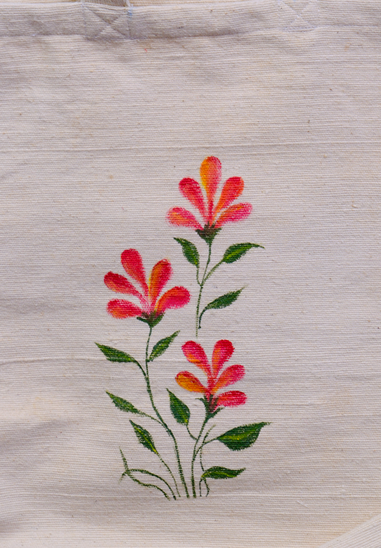 Artistic canvas tote bag featuring unique freehand brushstroke patterns