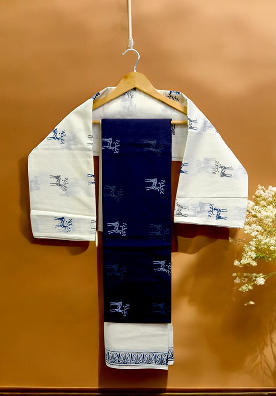 Hand Block Unstiched Suit in Pure Cotton