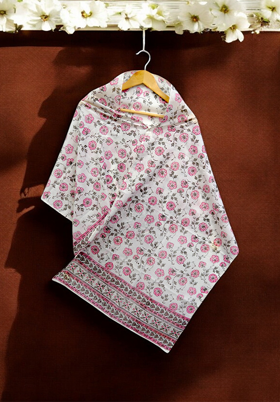 Hand Block Stole in Mulmul Cotton