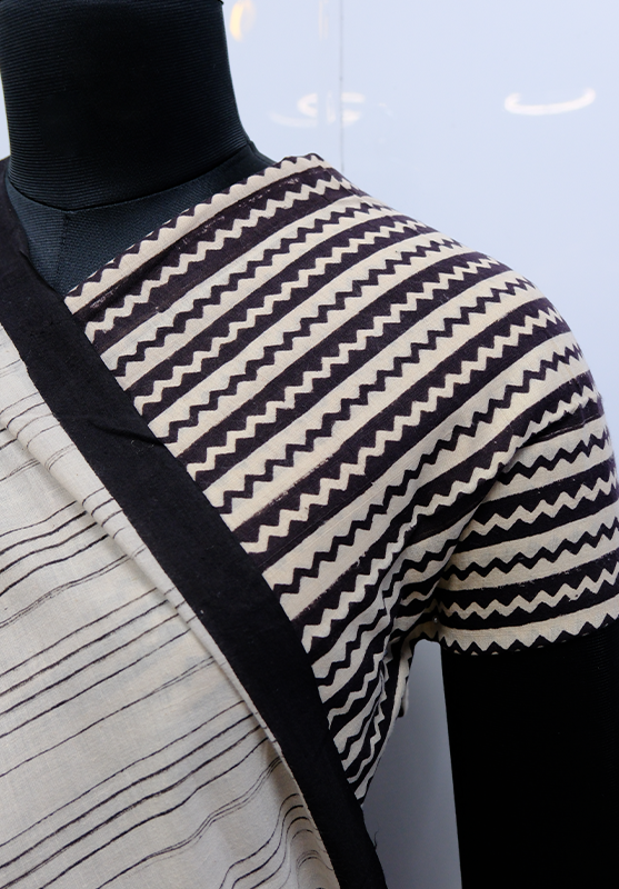 Hand Painted with Natural (Kasim) Saree in Hand Spun Cotton