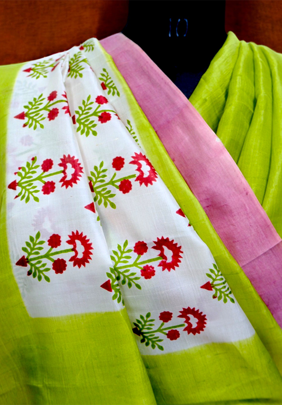 Hand made Batik Saree in Mulberry Silk