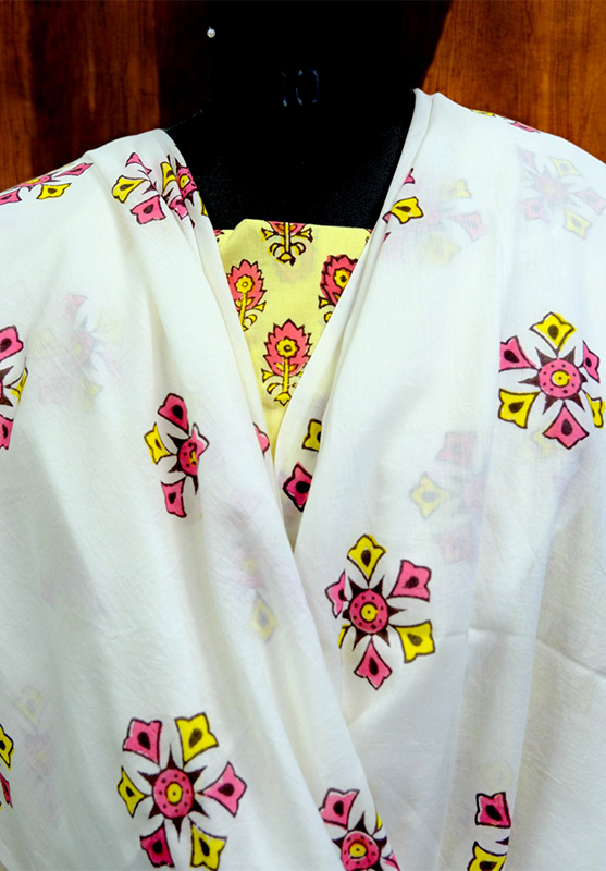 Hand Block Unstiched Suit in Pure Cotton