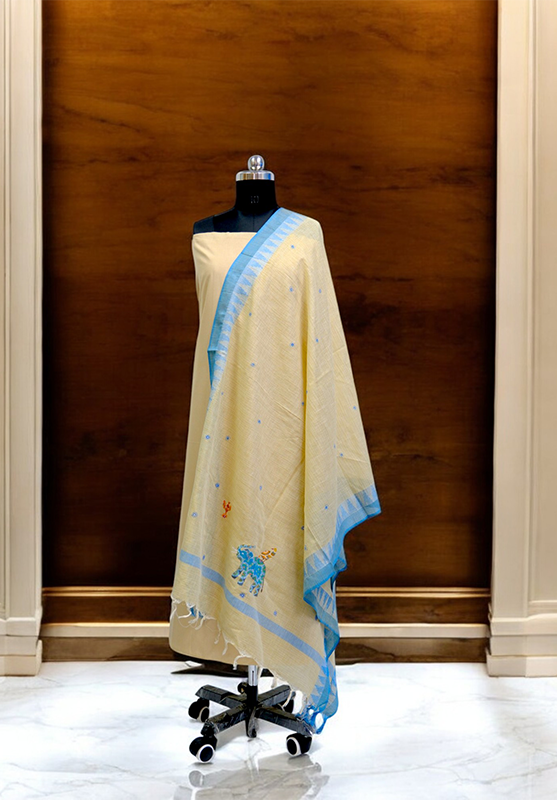 blue color Bhil art dupatta for women
