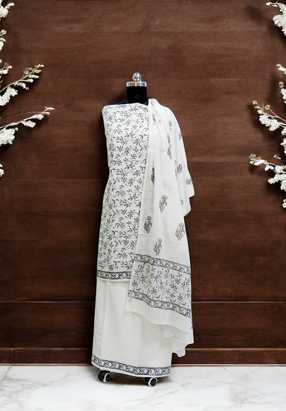 Hand Block Unstiched Suit in Pure Cotton