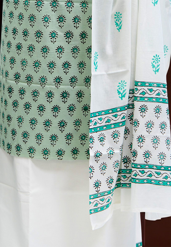 Hand Block Unstiched Suit in Pure Cotton