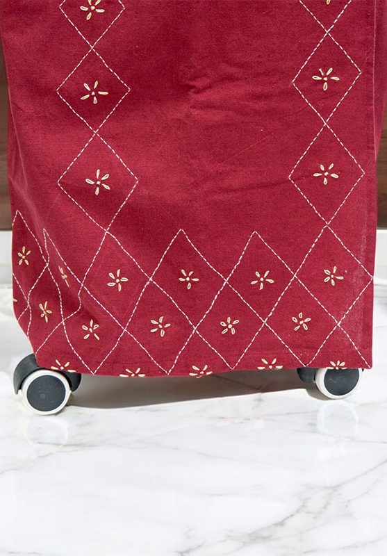 Hand embroidered cotton wrap round skirt for women