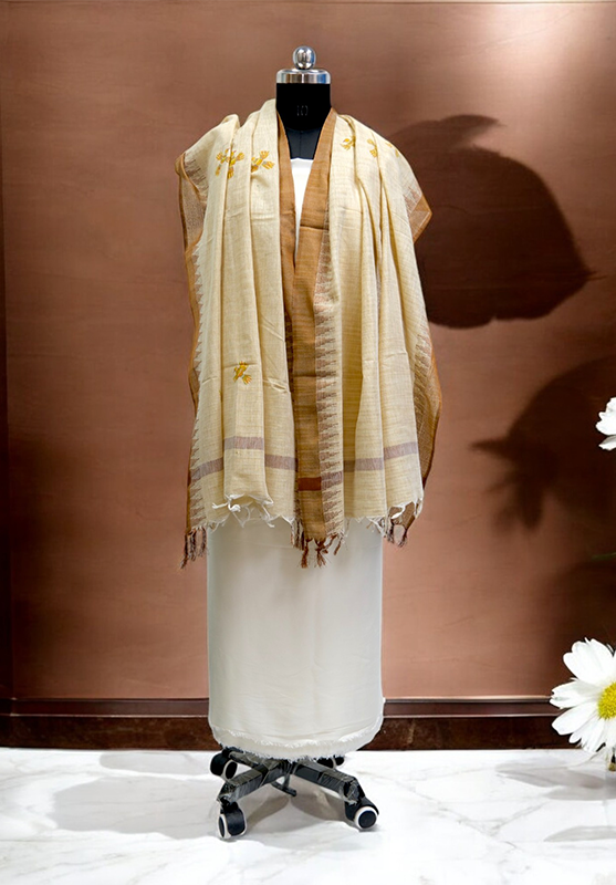 Ethnic Bhil art hand-painted blended fabric

