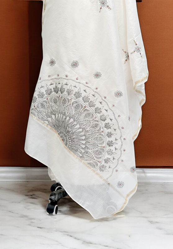 Artistic mandala silk scarf