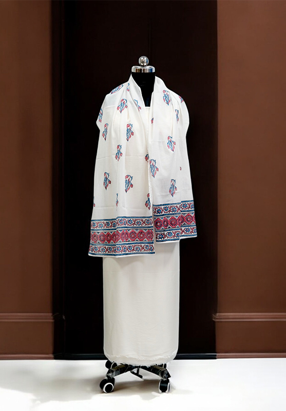 Hand Block Stole in Mulmul Cotton