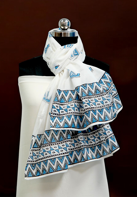 Hand Block Stole in Mulmul Cotton