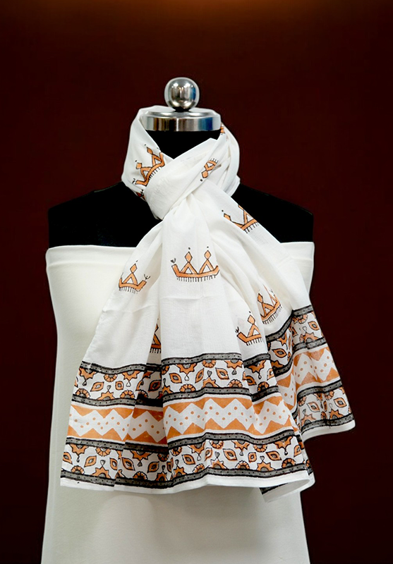 Hand Block Stole in Mulmul Cotton