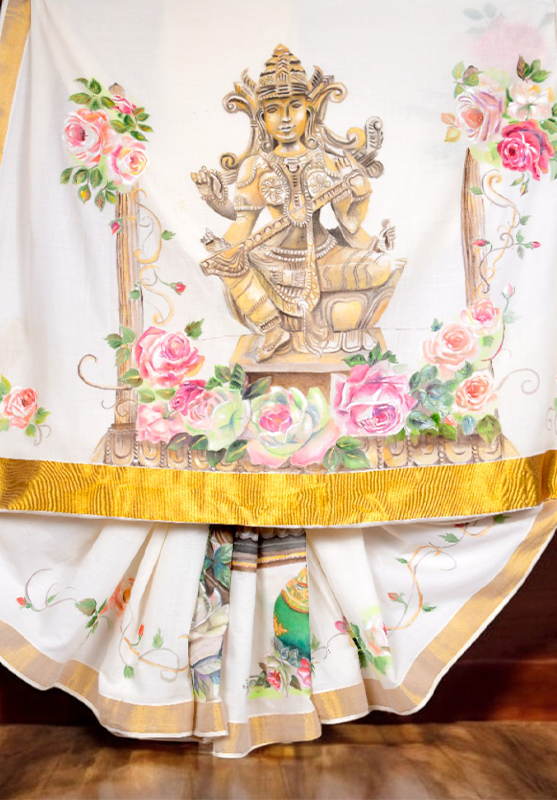 Artisan saree with intricate hand-painted motifs