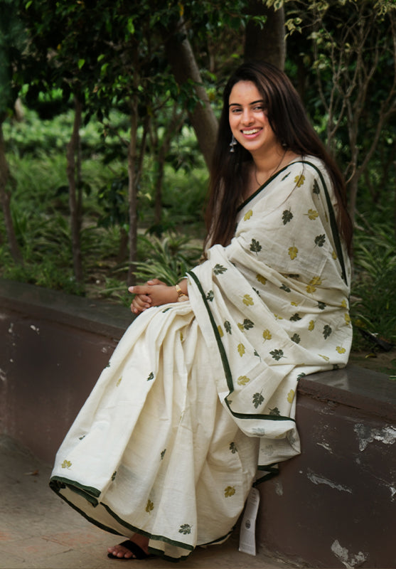 Block Print Saree in Hand Spun Cotton