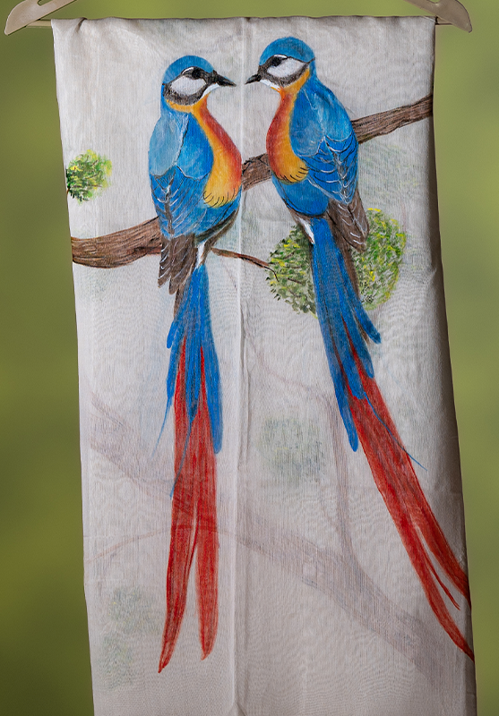 Handmade dupatta with colorful art