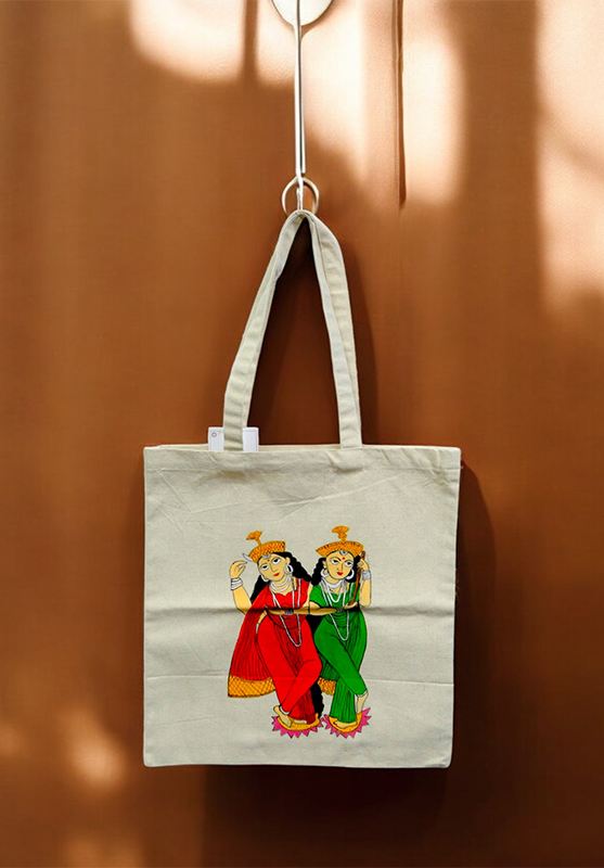 Handmade tote bag featuring Pattachitra design