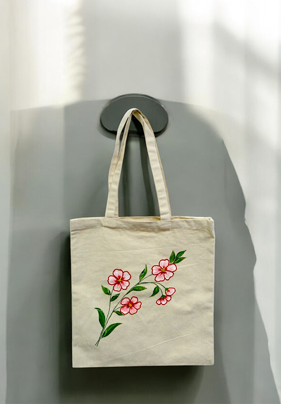 Eco-friendly tote bag with unique hand-painted artwork