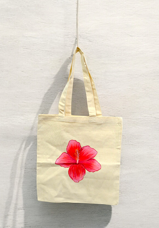 Hand-painted eco-friendly tote bag with unique artwork