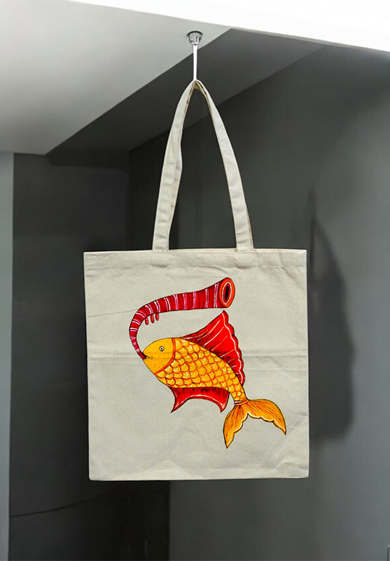 Pattachitra art tote bag close-up