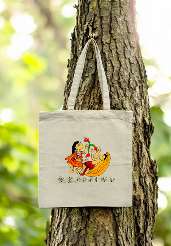 Ethnic hand painting tote for everyday use