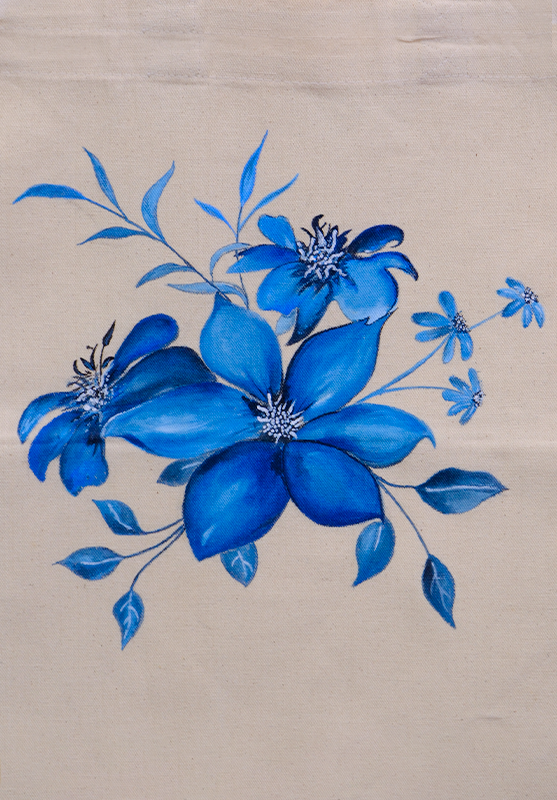 Unique canvas tote featuring freehand artwork