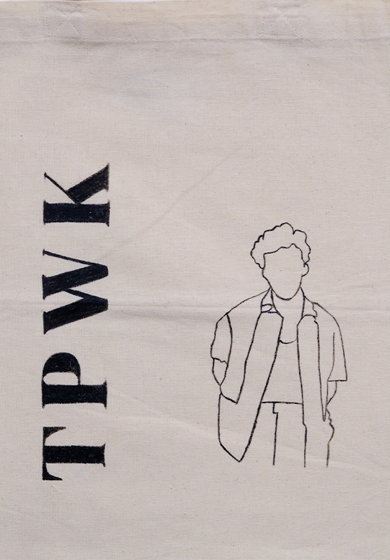 Eco-friendly tote bag featuring unique hand-painted artwork