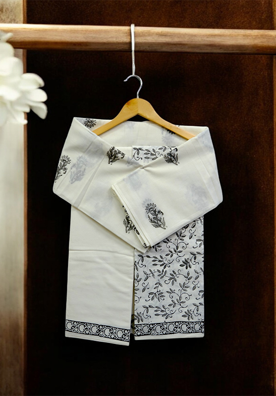 Hand Block Unstiched Suit in Pure Cotton
