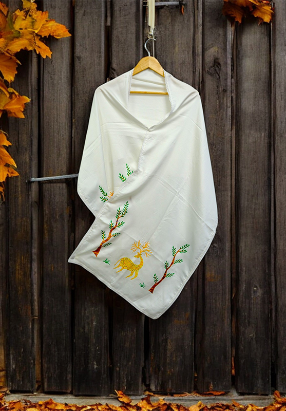 Hand painted Bhil art viscose stole