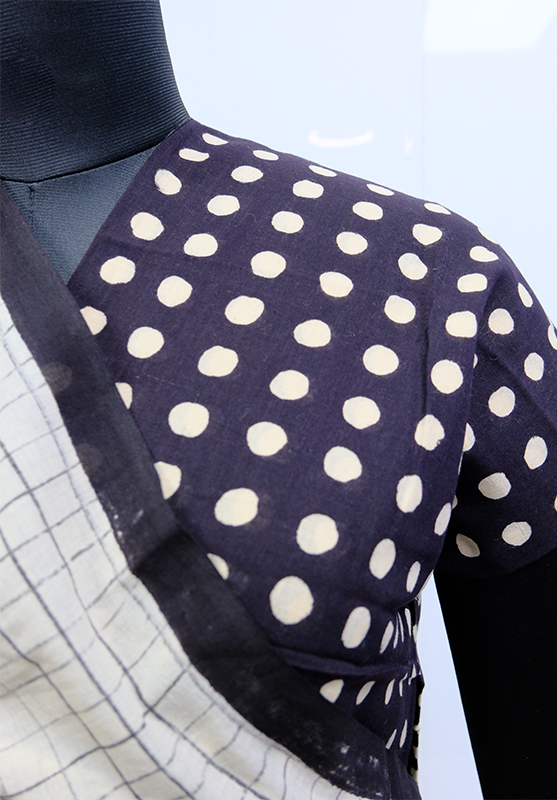 Hand Painted with Natural (Kasim) Saree in Hand Spun Cotton