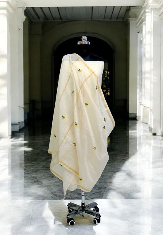 Embroidered in Chamba Rumal Dupatta in Mulberry Silk