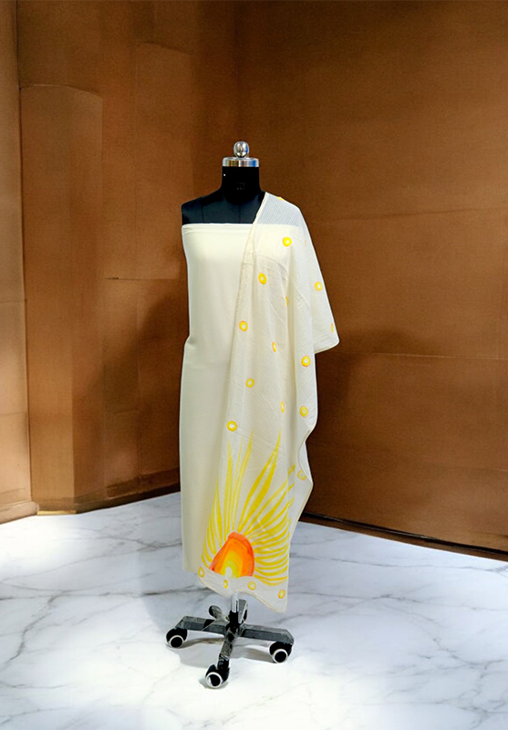 Lightweight scarf with hand-painted design