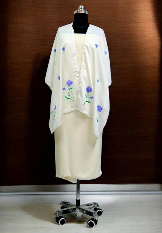 Hand-painted stole with vibrant patterns