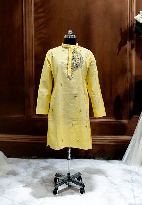 Hand-painted Mandala art on cotton kurta